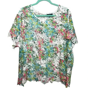 NWT’s Lane Bryant Beautiful Multicolor Lace / Crochet Open Weave Top‎